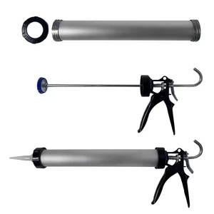 Heavy Duty Aluminum 600ml Sausage Caulking Gun 15 Inch Manual Silicone Sealant Gun 360 Rotating Glass Glue Gun for Window