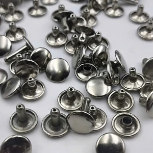High Quality Silver Colored Iron Double-Cap Rivet Studs Nickel-Free 3mm Shank Diameter for Apparel-Standard/Custom Heights