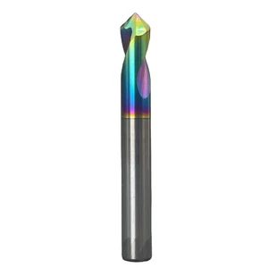 Grewin DLC Coated Carbide Center Drill, Polished Flute Self-Centering Spot Drill for Aluminum/Copper