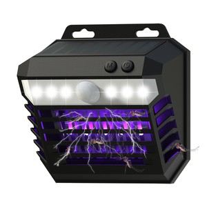 X-Pest 2024 New Arrival 2 in 1 Solar Sensor Mosquito Zapper With 395nm UV LED Light & Electric Grid Outdoor Indoor Bug Zapper