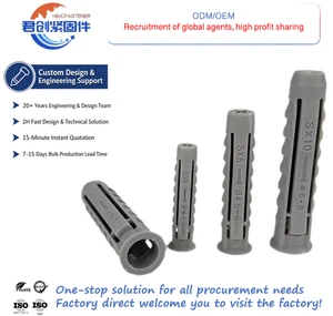 Tetrahedral Plastic Expansion Plugs Hammer Drive Anchor Screw-in Gray Wall Plugs for M6 8 10 12mm Metric Gypsum Board