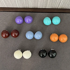 925 Silver Color Cream Color Versatile Fresh Round Earrings Front and Back Women's Earrings