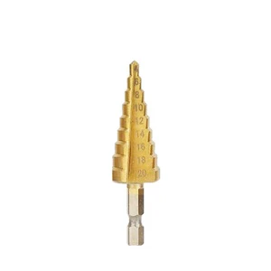 HSS 4342 Straight Flute Hexagonal Shank Cone Titanium Stepped Bits Multifunctional Drill