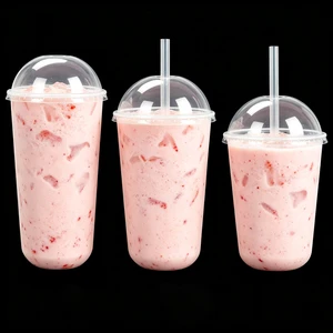 Wholesale U Shape PP Hot Cold Drink Glass To-go Takeaway Bubble Tea Juice Boba Disposable Plastic Cups With Lid