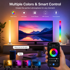 Smart RGB LED Corner Floor Lamp Music Sync Gaming Room Decor, 16M Colors App Remote Control Ambient Mood Light For Gaming Setup