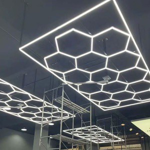 High Quality Hexagonal Led Light for Car Detailing and Workshop Honeycomb Office Work Light for Garage Barbershop Ceiling Light