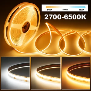 High CRI90 CCT Tunable White 8mm Cuttable DC 24V Dimmable Kitchen Under Cabinet Linear Lighting COB LED Strip Light