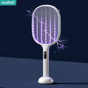 Hot Rechargeable Fly Swatter 2000mA 2000mA Bug Zapper Solid Electric Fly Racket Home Bedroom Kitchen Living Room Fast Delivery