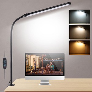 Clip On LED Desk Lamp with 3 Light Modes & 10 Brightness Levels, USB Powered Clamp Light for Reading & Study
