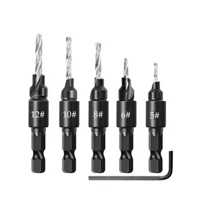 Hot Selling 6PCS Countersink Router Bit HSS High Speed Steel Woodworking Tool Woodworking Countersink Bit Countersink Drill Bit