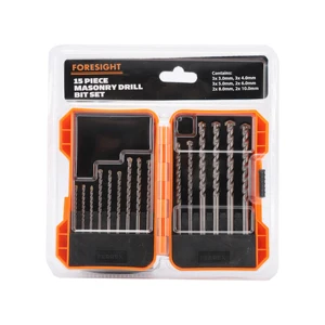RISING 15PCS Masonry Drill Bit Set, High Hardness Carbide Tip Drill Bits for Concrete Brick Wall Stone Drilling