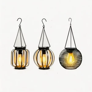 Auto Lighting IP65 Waterproof Solar Powered Hanging Lantern with Tungsten/LED Filament-Retro Iron Garden Light