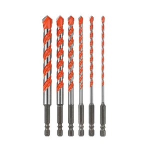 3-12mm Carbon Steel + YG6X 2 Flutes Multi-functional Hex Shank Drill Bit Set for Glass Ceramic Tile Concrete Brick Metal Marble