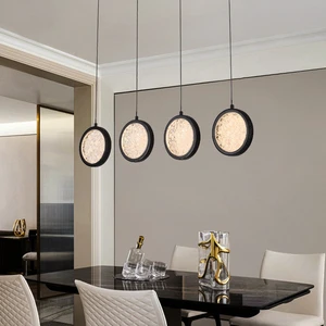 Elegant Modern Acrylic Bedside Chandelier with Long Line Design Round Cake Net Style for Study Bedroom and Commercial Spaces