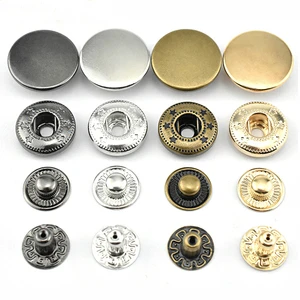 Customized Personalized Logo 10mm 12mm 15mm 17mm Spring Four Part Metal Snap Button For Clothes
