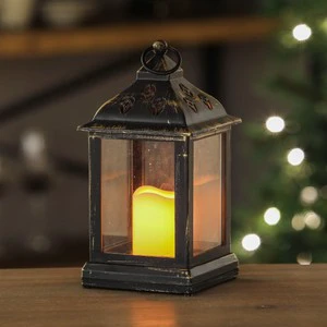 Black Antique Gold Flameless Aluminum Handmade Table Lantern