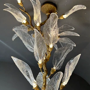 Contemporary Design Indoor Decor Branch Leaf Shape Pendant Lamp Chandelier for Hotel Staircase Lobby Wedding Villa Hanging