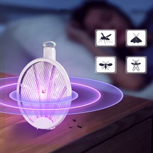 2-in-1 Foldable ABS LED Light Electric Mosquito Killer Lamp USB Rechargeable Fly Zapper Swatter