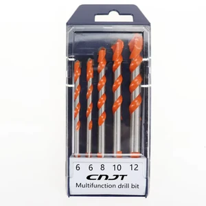 Carbide Tipped Drill Bit Set 5pcs 102-127mm Length for Tile Marble Wall Hole Drilling Hardware Tools Masonry Boring