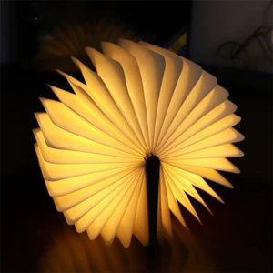 3D Creative LED Book Night Light USB Chargeable Retro Wooden Dimmable Reading Lamp Magnetic Foldable Desk Table Bedside Lamp