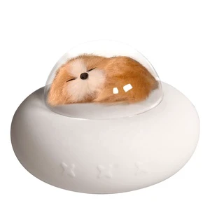 Lovely Led Pet Night Lights 7 Colors Touch Sensor Dimmable Silicone Spaceship Bedside Lamp Timer USB Rechargeable for Children
