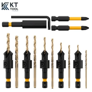 Countersink Drill Bit Set 14Pcs Adjustable 82° Titanium HSS 1/4