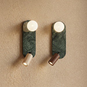 Nordic New Style Natural Marble Wall Lamp Blackish Green Art Decor Wall Scone With LED Spot Light for Hotel Corridor Stair Aisle