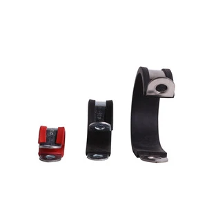 EPDM Galvanized Iron Cushioned P Clamp Electrical Cable Pipe Clamp Rubber Cushioned Insulated Clamp