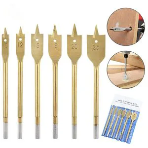 10-25mm Set Spade Drill Bit Set Flat Wood Hole Cutter Gold Spade Dill Bits Wood Flat Hole Drill Bit Fit for Most