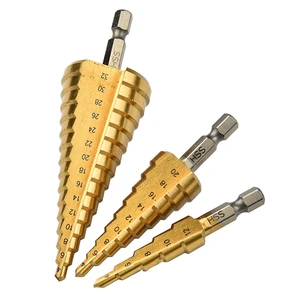 High Titanium Coated HSS Step Industrial DIY Core Drilling Wood Hex Shank Steel Multipurpose Spiral Straight Groove Drill Bit
