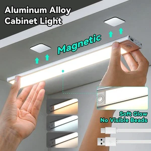 Magnetic USB C Rechargeable Under Cabinet Light, Motion Sensor Wireless Light for Kitchen Wardrobe, Easy Install
