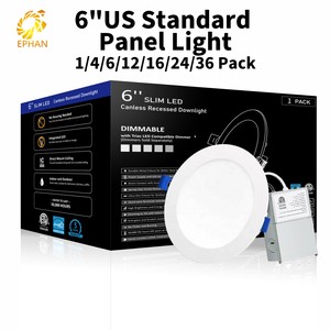 Energy Star ETL 6 Inch 12W 5CCT Panel Light No Flicker Anti-Glare Downlight Dimmable Recessed Round Ultra Slim Led Ceiling Light