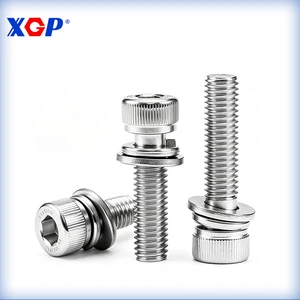 304 Stainless Steel Combination Screw Flat Spring Washer Bolt M3M4M5M6M8M10M12 Cup Head Hexagon Socket Screws