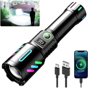 Brightenlux Super Bright Metal Torch Light Long Range Powerful Zoom Waterproof Tactical White Lazer LED Rechargeable Flashlight