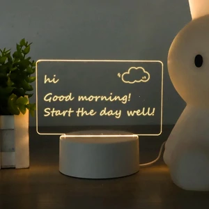 DIY Modern LED Night Light Message Board 3D Lights ABS Plug-In Power Supply Bedroom Creative 3D Pen Rewritable Blank Gift Lamp