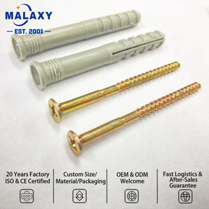 Malaxy Plastic Wall Anchor Nylon Expansion Plug with Screw for Gypsum Board Hollow Brick Concrete Fixing