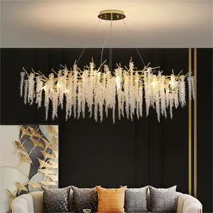 PM Nordic Tassel K9 Crystal Luxury Chandelier Gold Aluminum Tree Branches Hanging Light Modern Living Decoration Pendant Lamp