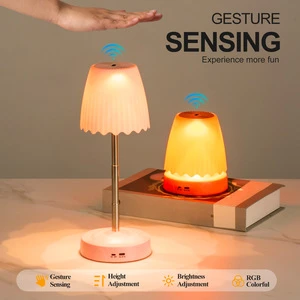 Gesture Sensing RGB Desk Lamp USB Rechargeable Dimming Night Lights Height Adjustable Creative LED Table Lamp Bedroom Bedside