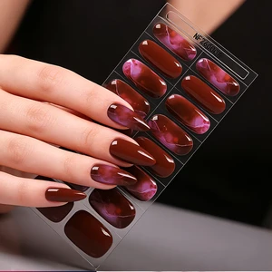 Wholesale Supplier High Quality Healthy Long Lasting 3D French Nail Art Semi Cured Gel Nail Wraps Set UV Lamp Gel Nail Stickers