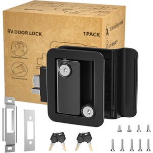 AMBITION RV Door Lock for Travel Trailers with Paddle Deadbolt Camper Entry Door Latch, RV Lock Replacement Kit with 4 Keys