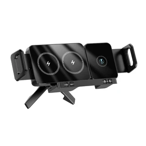 Innovative Foldable Screen Compatible Car Phone Holder with Wireless Charging Swivel Suction Mount 15W Fast Charge