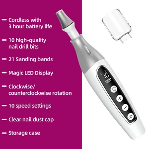 Trendy Mini Portable Cordless High-Speed Brushed Motor 3 Hours Battery Nail Drill Pen Professional Manicure Home Use Plastic