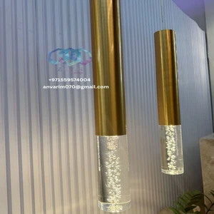 Modern Luxury Gold Cylinder Pendant Light AC Power Adjustable Height for Hotels Apartments Hallways UAE Saudi Oman USA China