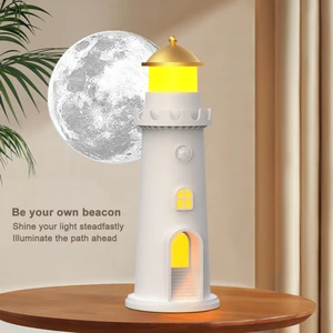 Moonlight Lighthouse Atmosphere Lamp Sensor Control LED Night Light USB Recharge Desktop Decoration Bedroom Birthday Gift