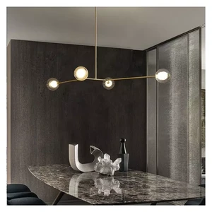 SIMIG Mid Century Chandelier Gold Pendant Light Lampshade Globe Rectangle Linear Chandeliers For Dining Room Kitchen