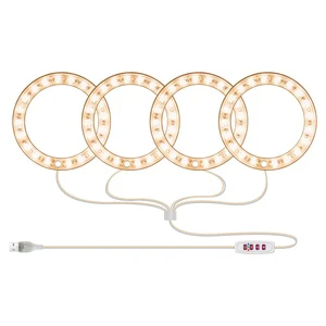 Angel Ring LED Plant Grow Light, USB 5V Full Spectrum With Wired Timer, For Indoor Succulents, Seedlings, Home Gardening