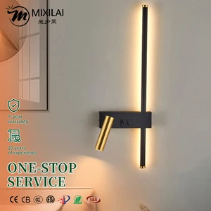 Nordic Minimalist Modern Bedroom Minimalist Long Strip Wall Lamp With Led Light Bedside Spotlight For Living Room With Switch