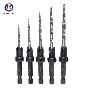 Hss Wood Chamfer Trapano Wear-Resistant Hex Shank Taper Countersink Drill Bit Manual Wood Auger Bit Set