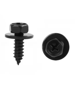 BlackPhosphate Cross Hex Head Self Tapping Screws With Washer Auto Bumper Fender Body Metal Fixing Bolts Car ReplacementFastener