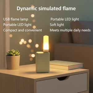 Home Portable USB Powered Flame Light LED 5V Night Light PP Material Mini Modern Candle Simulation Flame Artificial Flame LED